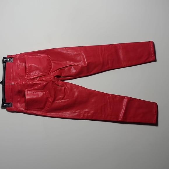 AGOLDE Wax Coated Leatherette Red Sophie High Rise Skinny Jeans Size 28 - Picture 10 of 15